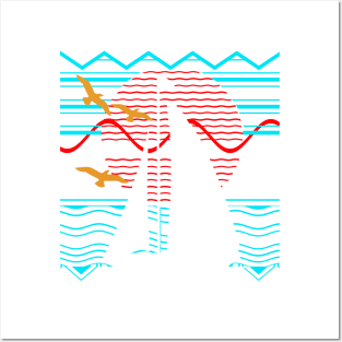 Linear Abstract Sailing Posters and Art